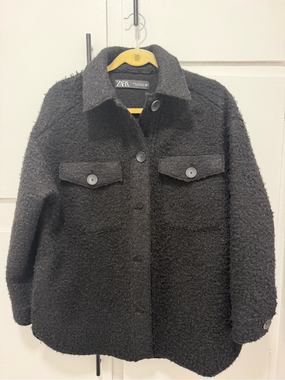 Zara Black Wool-Blend Collar Jacket